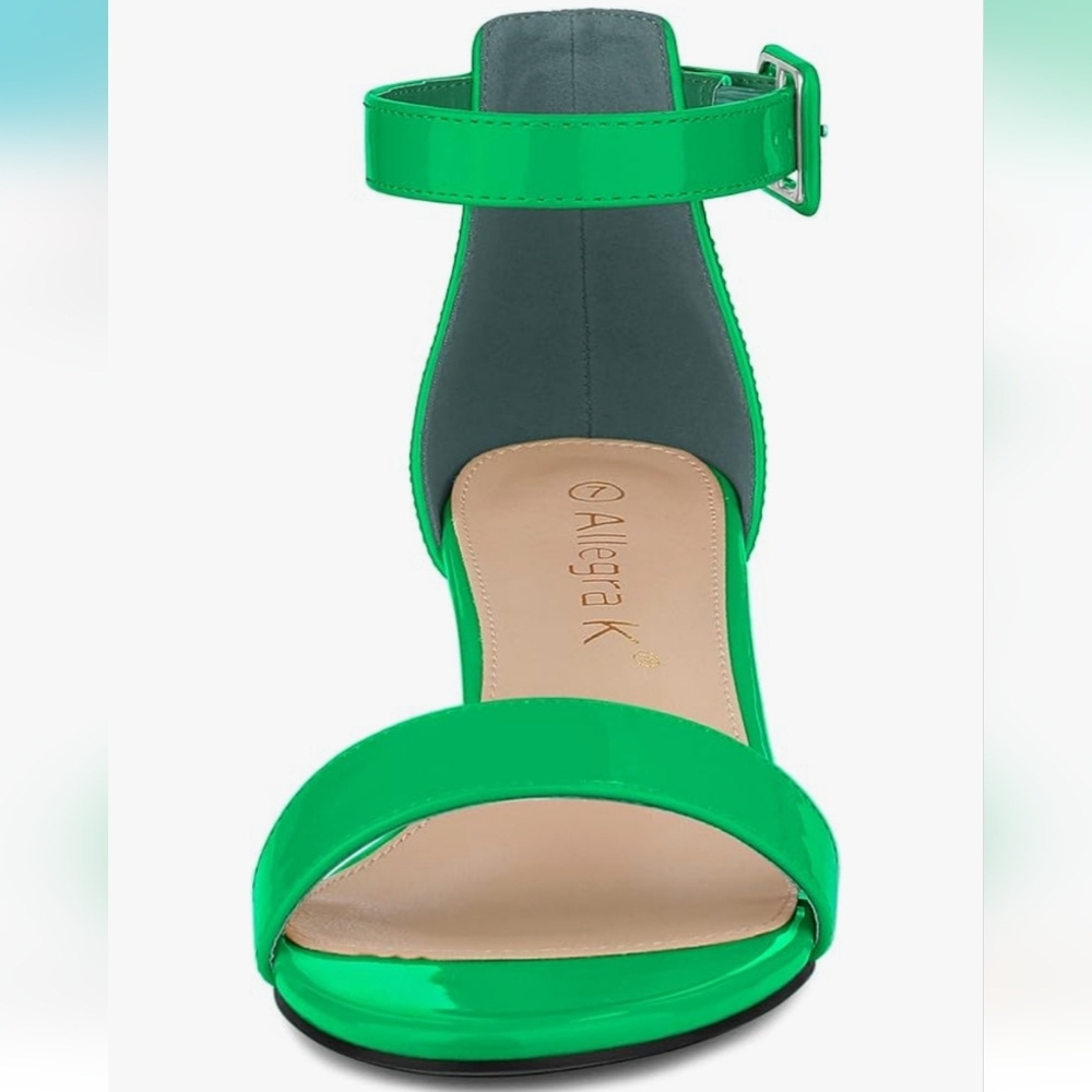 Allegra K Vibrant Green Patent Heels - Picture 4 of 6